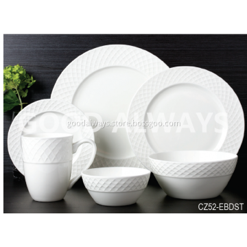 Fine bone china embossed tableware